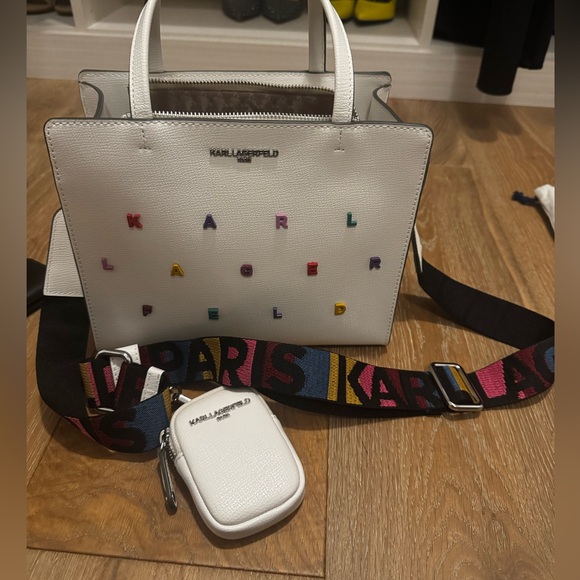 Karl Lagerfeld Handbags - Karl Lagerfeld White Satchel with Multicolor Accents